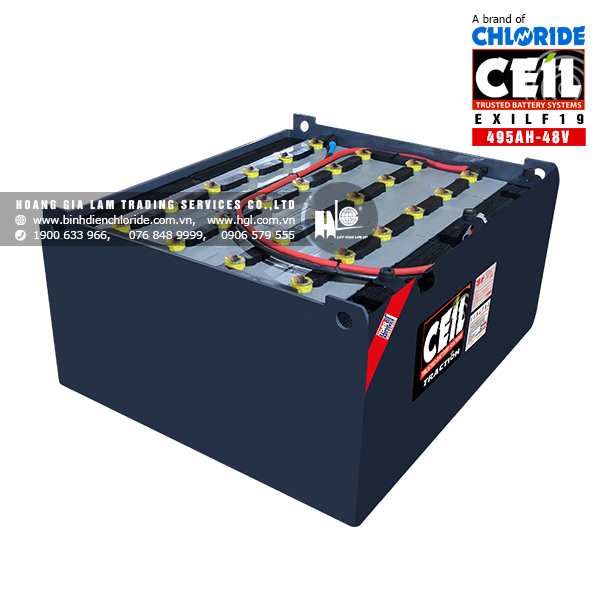 Bình điện xe nâng CEIL (Chloride) 48V - 495Ah EXILF19